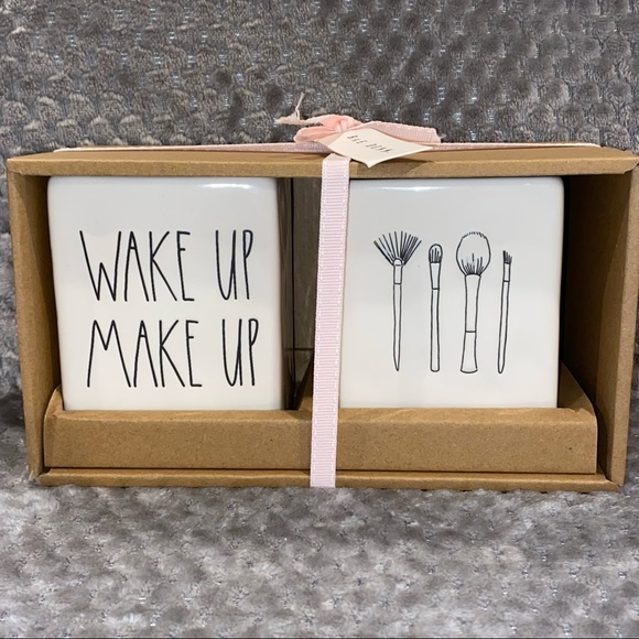 Rae Dunn Other - 🚩SOLD🚩Rae Dunn WAKE UP MAKE UP bathroom beauty set